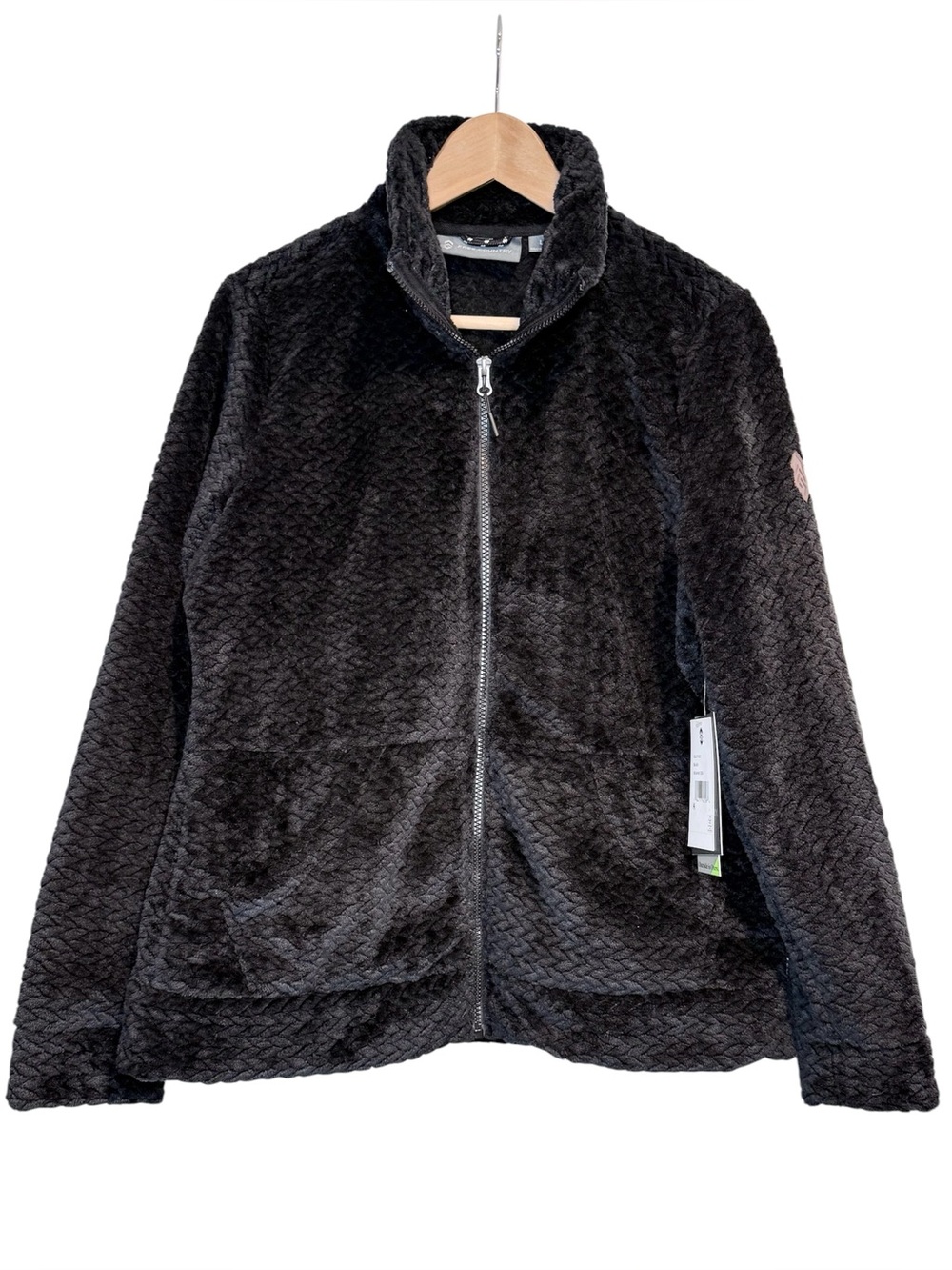 NEW! Free Country Black Fleece Jacket Size Large Plush and Soft
